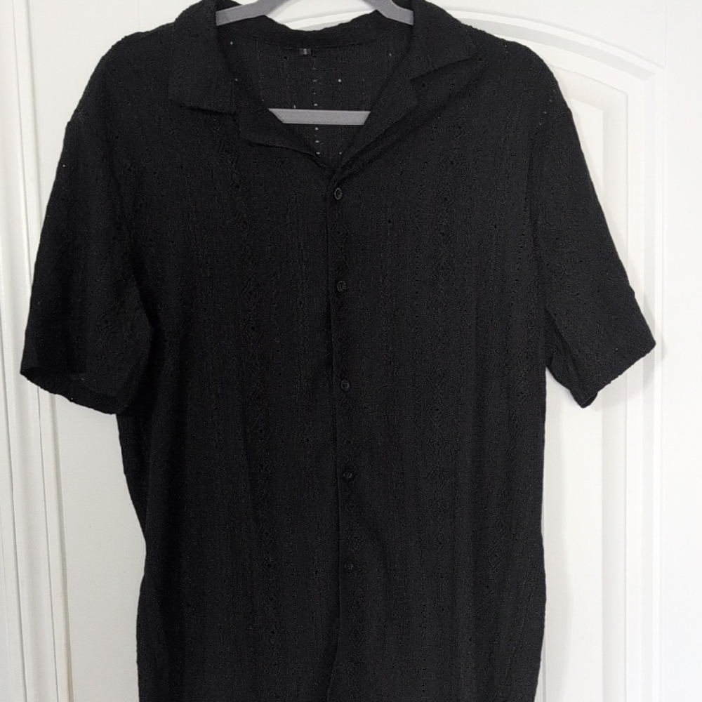 Unk Men's Textured Black Button Down Shirt